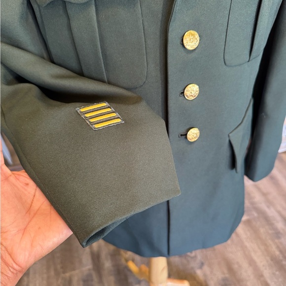 Men’s Army Military Uniform Dark Green Officer’s Jacket 44R - Picture 7 of 15